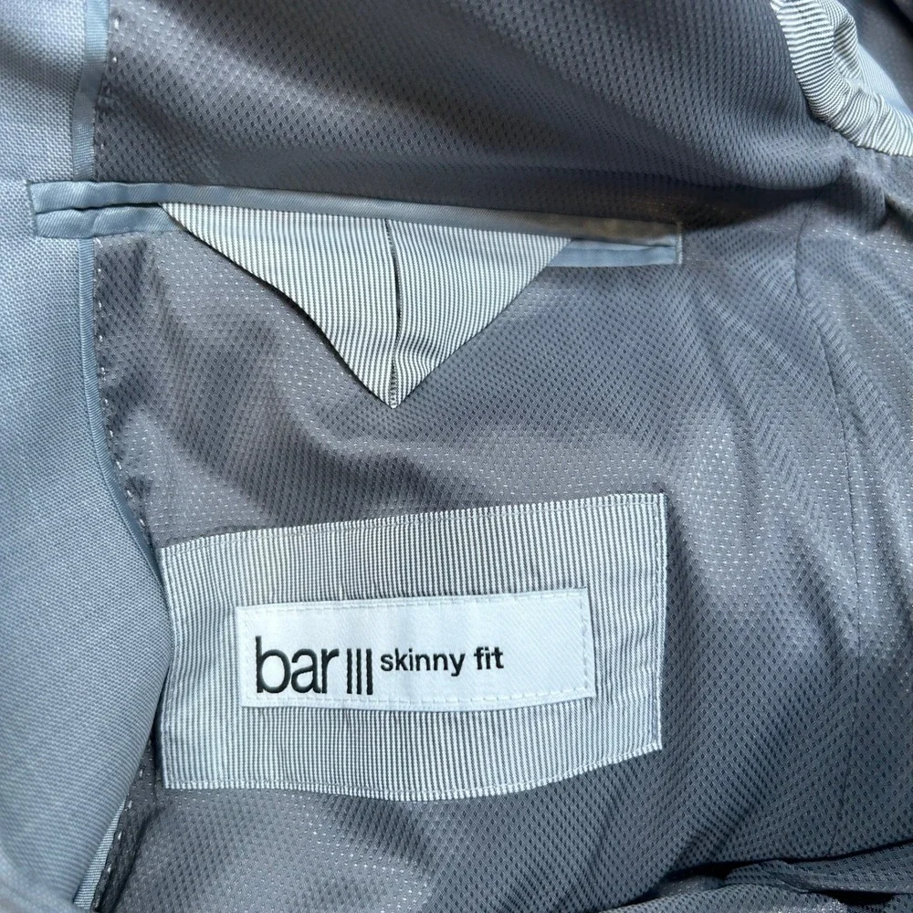 Bar III Light Gray Suit Jacket Mens 38R 38 Skinny Bi-Stretch Comfort‎ $425 NEW